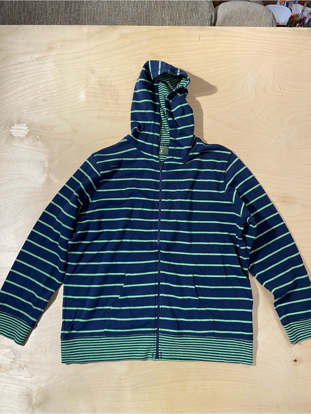 Mountain Lake Navy and Green Striped Zip Hoodie PM (RV)